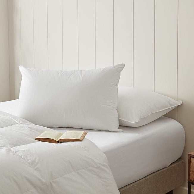 Sleep in luxury with the OEKO-TEX Certified cotton shell of the down surround pillows