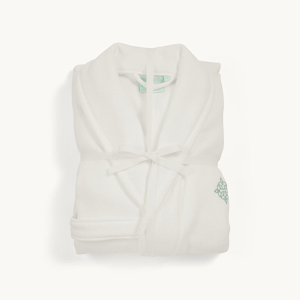 Luxury Cotton Bathrobe White & Green Luxury Cotton Bathrobe White & Green
