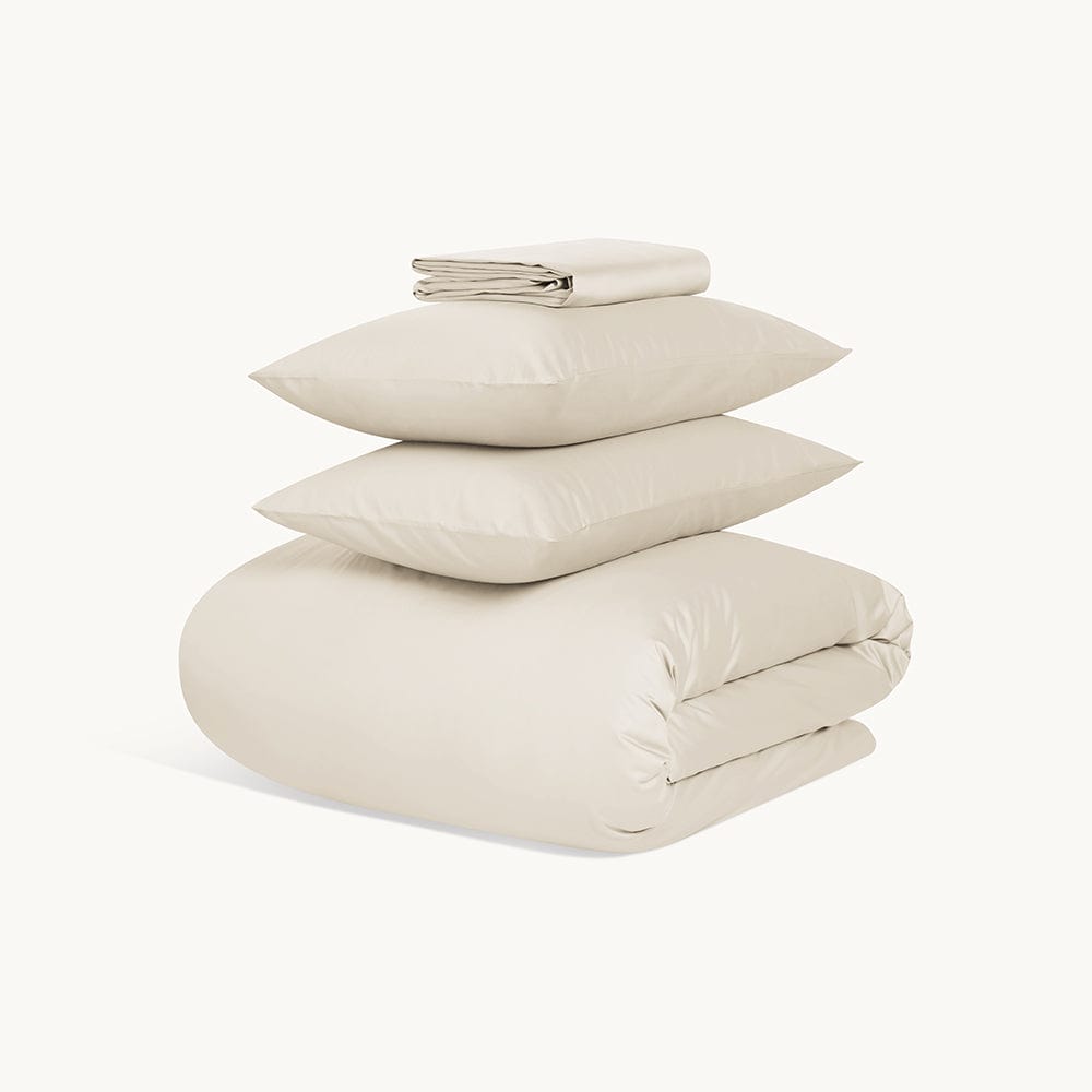 Pure serenity embodied in our organic cotton bedding ensemble, promoting restful sleep and well-being.